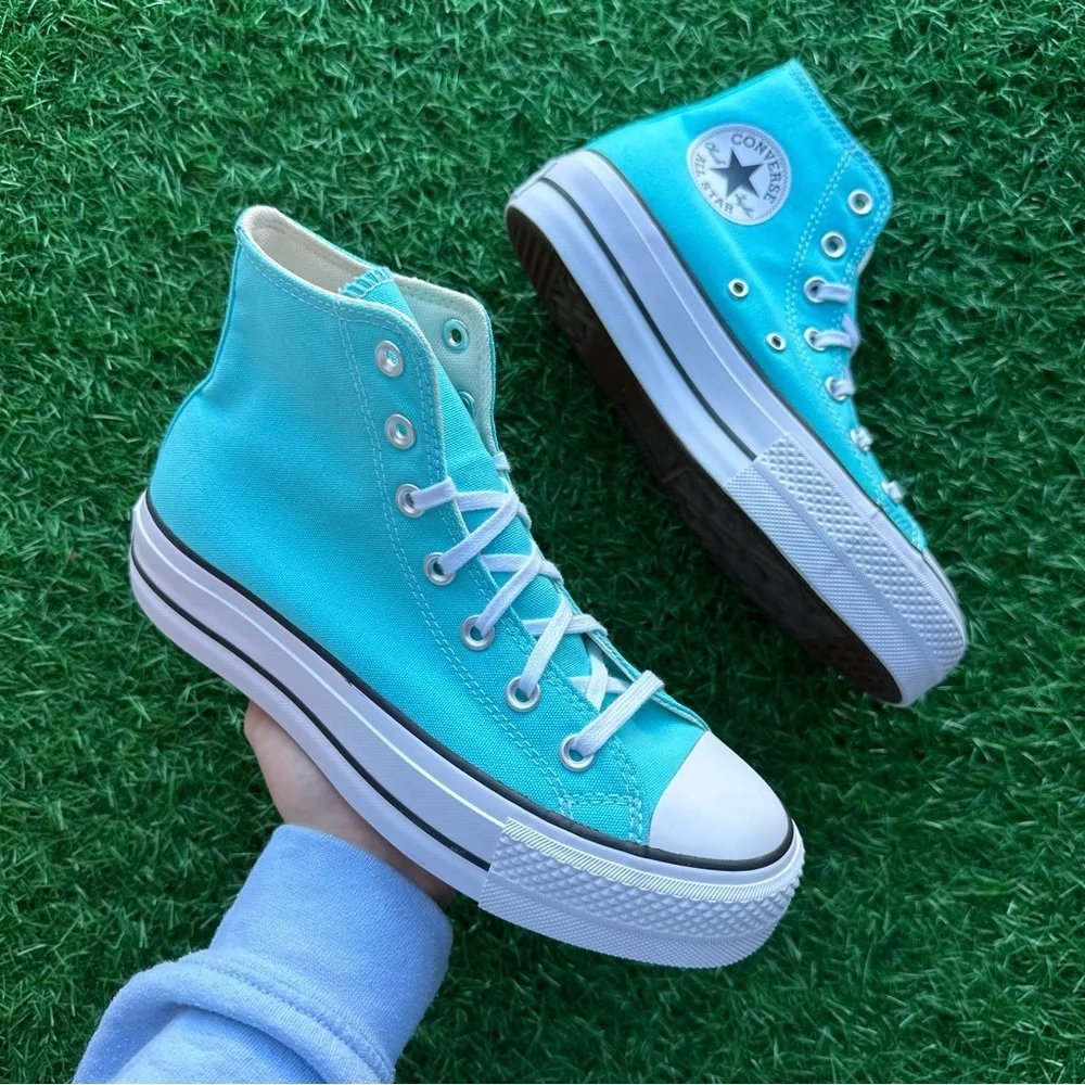 🎁Converse Chuck Taylor All Star Ctas Lift Hi Triple Cyan - Picture 3 of 12